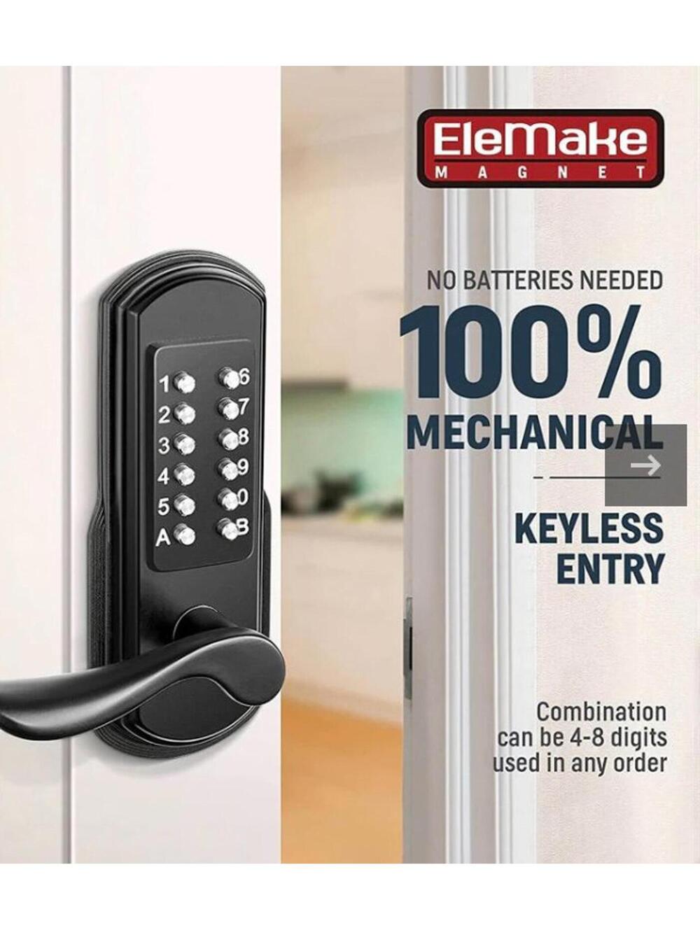 EleMake Mechanical Keyless Entry Door Lock with Magnetic Buttons